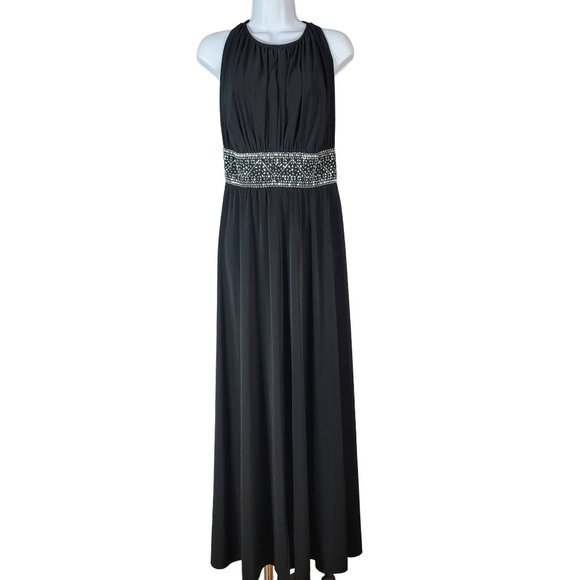 Jessica London Dresses & Skirts - Jessica London evening gown maxi dress black 18W rhinestones sleeveless keyhole